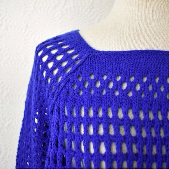 Ya Los Angeles Blue Open Knit Sweater - Picture 1 of 14